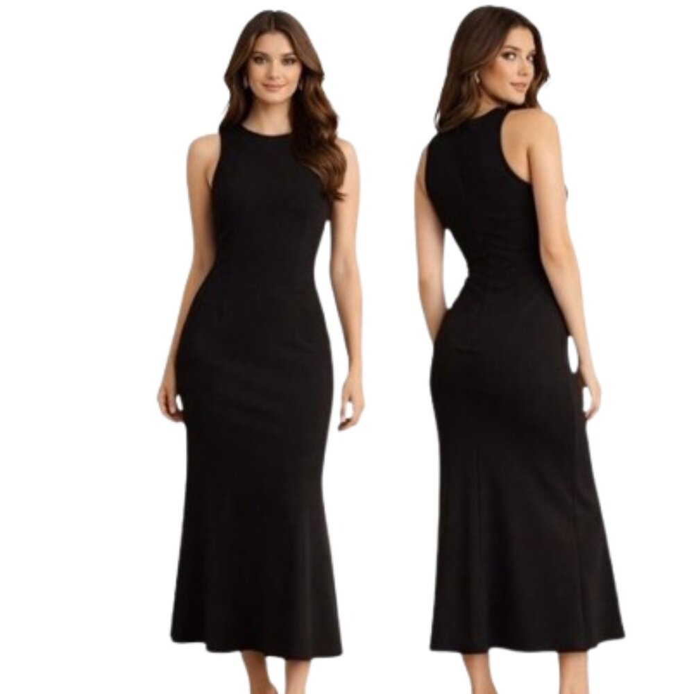 DKNY Black Sleeveless Midi Dress Size 2 New Without Tags